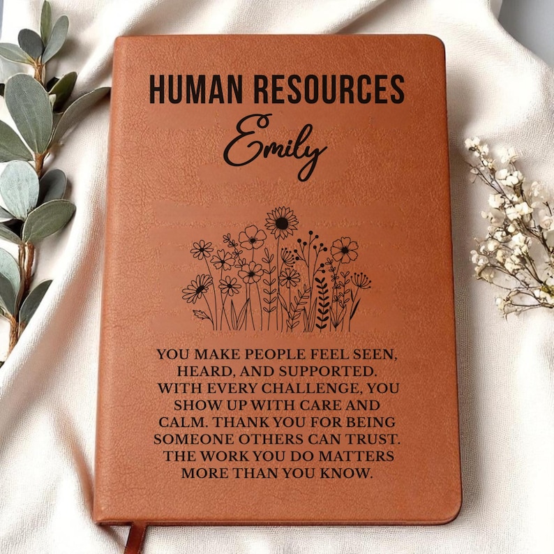 Human Resources Gift Leather Journal for HR Manager or Team, Meaningful Thank You Notebook, Personalized Christmas Gift for Coworker or Boss 画像 1
