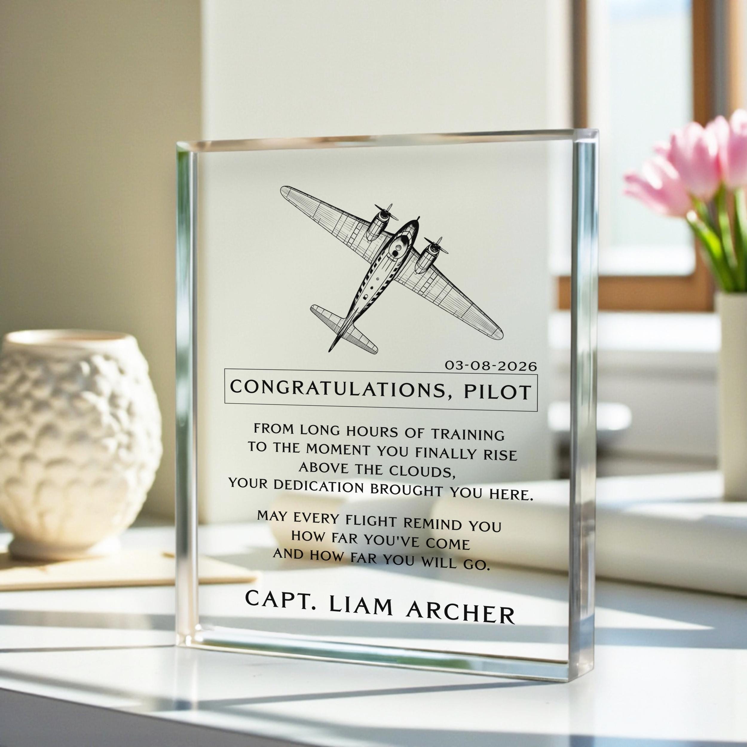 Pilot Graduation Gift, Personalized Acrylic Pilot Plaque, Aviation ...