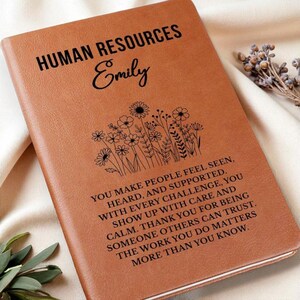 Human Resources Gift Leather Journal for HR Manager or Team, Meaningful Thank You Notebook, Personalized Christmas Gift for Coworker or Boss 画像 10