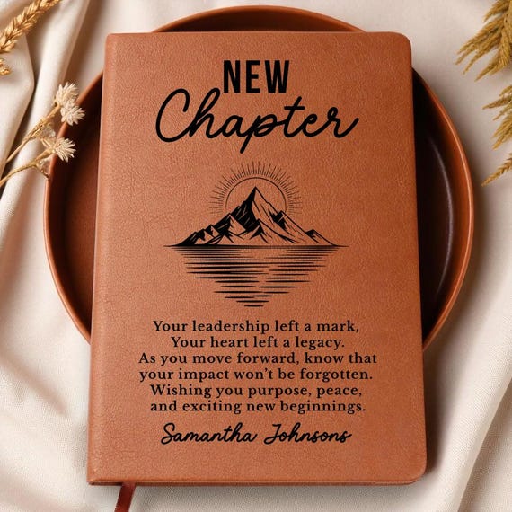 Boss Leaving Gift, New Chapter Journal, Personalized Farewell Gift for Manager, Mentor, or Leader, Going Away Present for Promotion