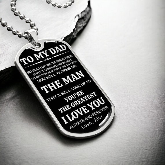 Personalized Dog Tag Pendant Necklace for Dad From Son on Father s Day Father s Jewelry Gift for Dad Custom Dog Tag Dad Birthday Gift Etsy