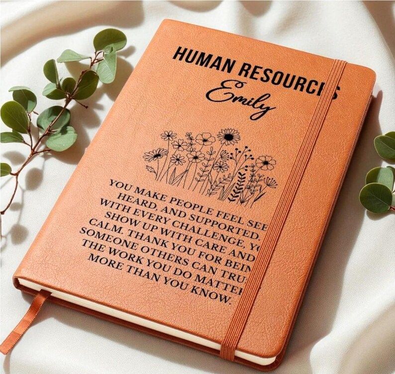 Human Resources Gift Leather Journal for HR Manager or Team, Meaningful Thank You Notebook, Personalized Christmas Gift for Coworker or Boss 画像 6