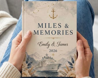Personalized Cruise Travel Journal, Custom Couple Memory Book, Cruise Ship Guest Book, Honeymoon Travel Keepsake, Miles & Memories