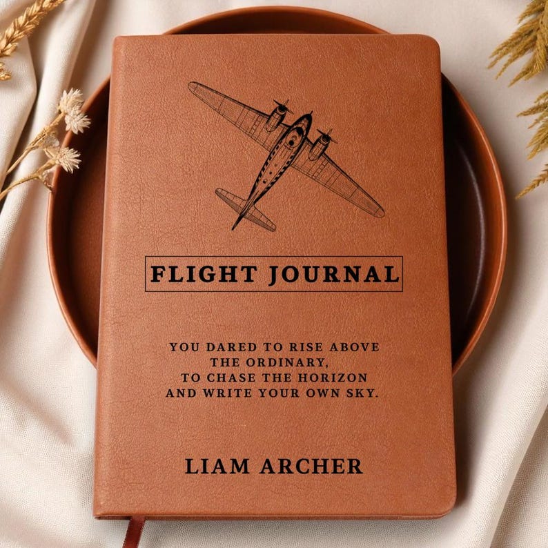 Personalized Flight Journal, Pilot Gift, Custom Airplane Notebook, Aviation Graduation Gift, Flight School Logbook, Travel Journal Gift image 1