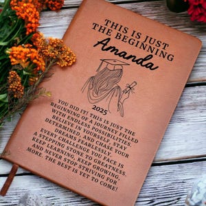 Personalized Graduation Journal, Custom Leather Notebook for Graduates, Keepsake Gift for College Grad, High School Graduation Present 2025