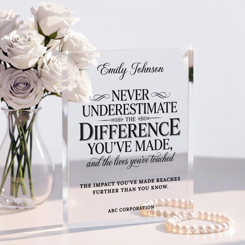 Personalized Difference Maker Plaque, Custom Coworker Appreciation Gift, Acrylic Thank You Award for Mentor Leader Employee image 3