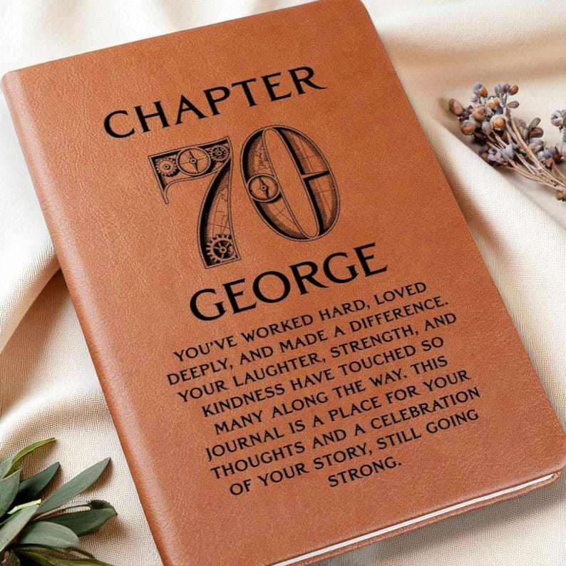 70th Birthday Men Journal, Custom Leather Journal, Personalized 70th Gift for Him, Grandpa, Husband or Friend, Dad 70th Birthday image 10