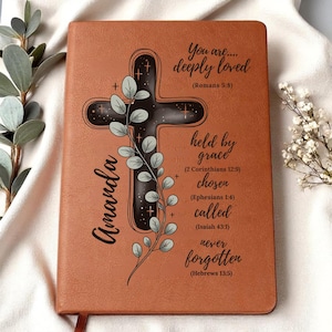 Personalized Christian Journal for Women, Faith Bible Verse Gift with Name, Religious Scripture Notebook, Bible Verse Gift for Her