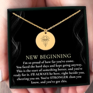Lotus Necklace Gift, Cheer Up Jewelry for Breakup, Tough Times, New Career, Beginning New Chapter, Encouragement Gift for Friend