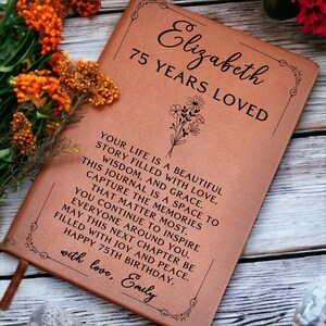 75th Birthday Journal, Personalized 75th Birthday Gift for Her, Custom Name Notebook, Keepsake Memory Book, Milestone Birthday Present image 2
