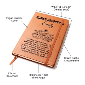 Human Resources Gift Leather Journal for HR Manager or Team, Meaningful Thank You Notebook, Personalized Christmas Gift for Coworker or Boss 画像 9