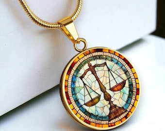 Scales Of Justice Faux Stained Glass Personalized Pendant Necklace For New Lawyer Gift For Law School Graduation Gifts For Attorney At Law