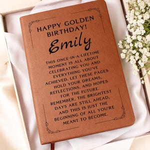 Journal personnalisé cadeau d&#39;anniversaire doré, carnet d&#39;anniversaire en cuir personnalisé, cadeau souvenir unique pour lui ou elle, anniversaire clé