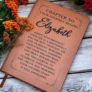 50th Birthday Gift for Woman, Personalized Journal for Her, Custom Name Notebook, Keepsake Memory Book, Milestone Birthday Present