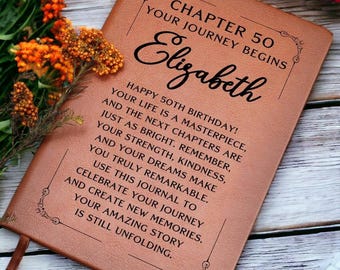 50th Birthday Gift for Woman, Personalized Journal for Her, Custom Name Notebook, Keepsake Memory Book, Milestone Birthday Present
