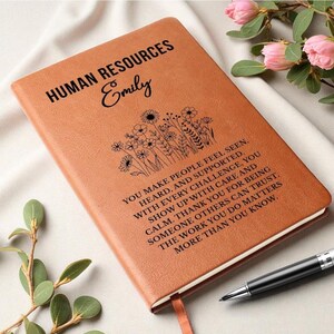 Human Resources Gift Leather Journal for HR Manager or Team, Meaningful Thank You Notebook, Personalized Christmas Gift for Coworker or Boss 画像 5