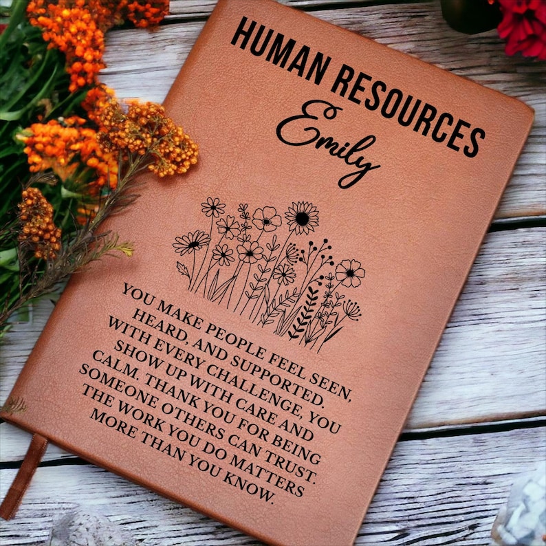 Human Resources Gift Leather Journal for HR Manager or Team, Meaningful Thank You Notebook, Personalized Christmas Gift for Coworker or Boss 画像 2