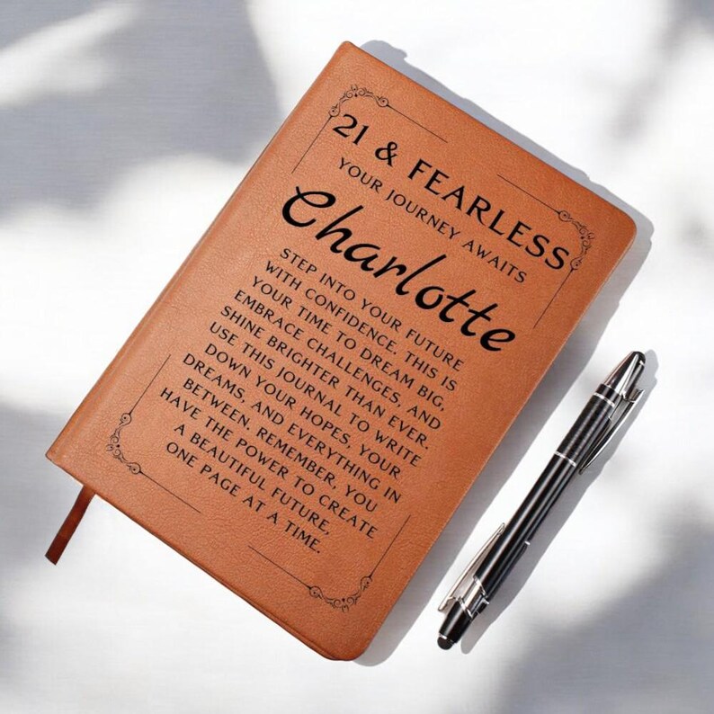 21st Birthday Gift for Her, Personalized Leather Journal, Custom Notebook, Unique Keepsake for Women, Special 21st Birthday Present image 5