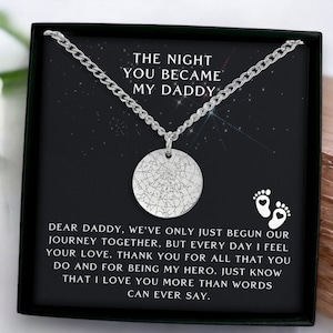 Collier carte en forme d'étoile personnalisé pour nouveau papa, premier cadeau de fête des pères, cadeau bébé à papa, cadeau de fête des pères de la part d'une femme, le jour où vous êtes devenu papa