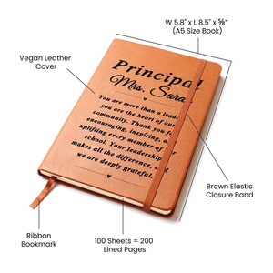 Principal Gifts Custom Leather Journal for Principal, Principal Appreciation Gift, Unique Thank You Gifts for School Principal image 10