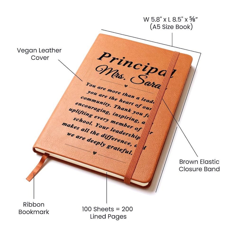 Principal Gifts Custom Leather Journal for Principal, Principal Appreciation Gift, Unique Thank You Gifts for School Principal image 10