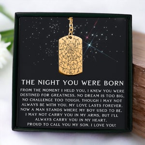 Portachiavi personalizzato con mappa stellare per data a mio figlio, regali da mamma a figlio, regalo significativo per figlio, regalo per compleanno, portachiavi personalizzato con regalo di compleanno per figlio