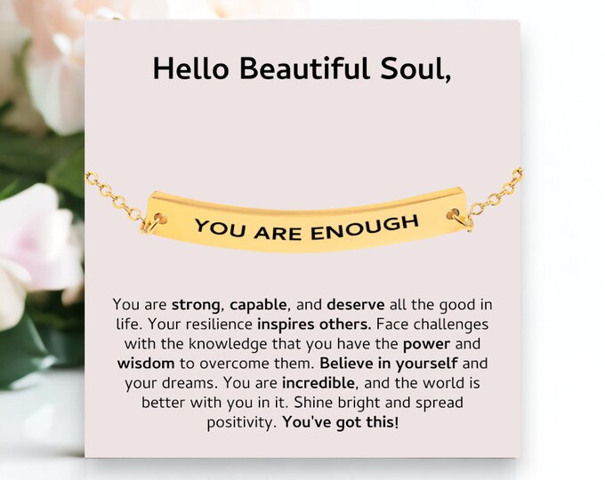 You Are Enough Bracelet | Birthday Gift For Friend | Best Friend Gift, Encouragement Gift, Sister  Motivational Bracelet, Christmas Gift