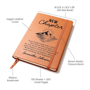 Boss Leaving Gift, New Chapter Journal, Personalized Farewell Gift for Manager, Mentor, or Leader, Going Away Present for Promotion image 9