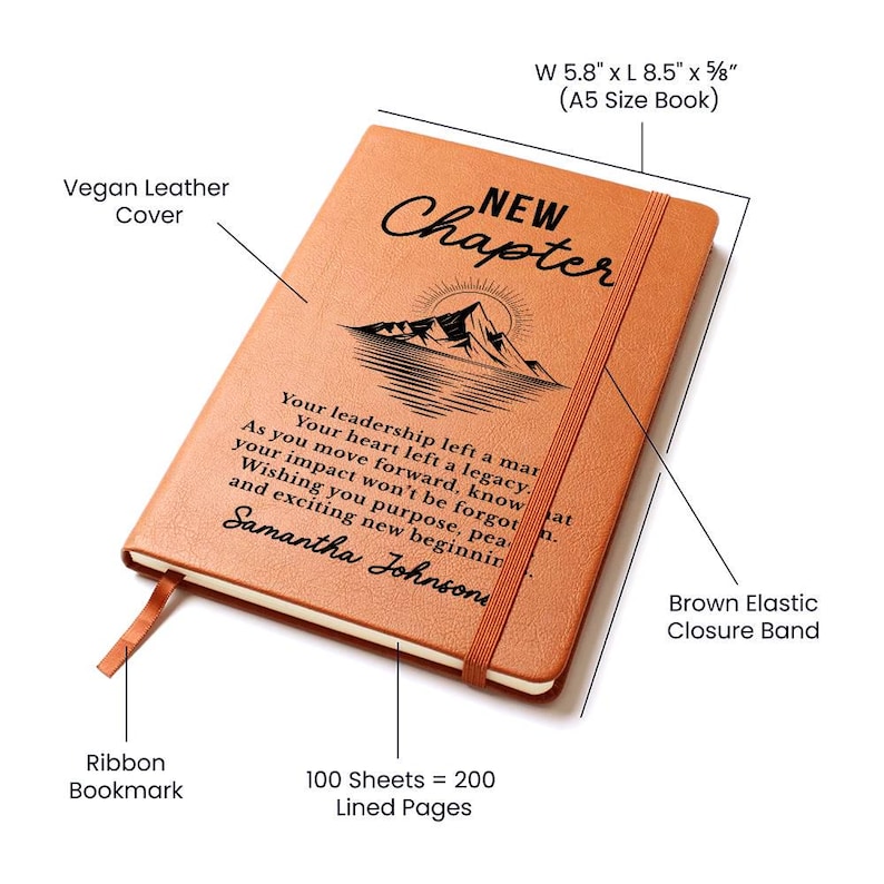Boss Leaving Gift, New Chapter Journal, Personalized Farewell Gift for Manager, Mentor, or Leader, Going Away Present for Promotion image 9