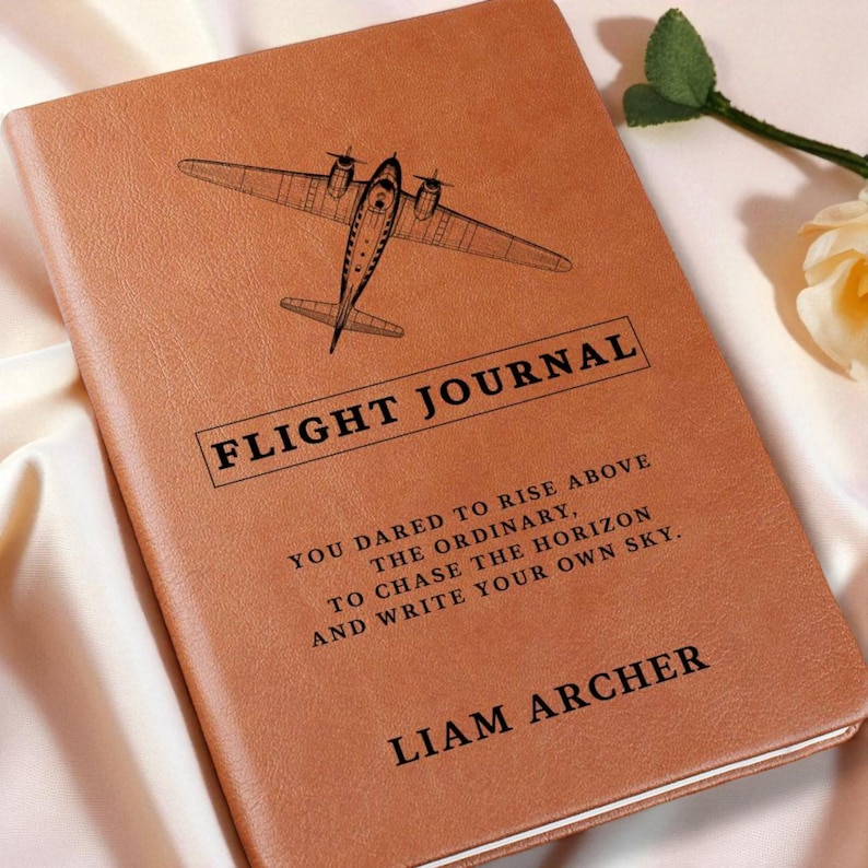 Personalized Flight Journal, Pilot Gift, Custom Airplane Notebook, Aviation Graduation Gift, Flight School Logbook, Travel Journal Gift image 2