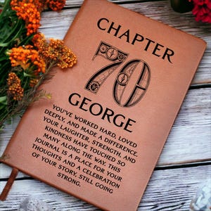 70th Birthday Men Journal, Custom Leather Journal, Personalized 70th Gift for Him, Grandpa, Husband or Friend, Dad 70th Birthday image 1
