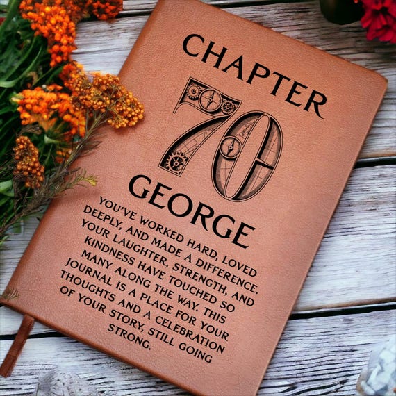 70th Birthday Men Journal, Custom Leather Journal, Personalized 70th Gift for Him, Grandpa, Husband or Friend, Dad 70th Birthday