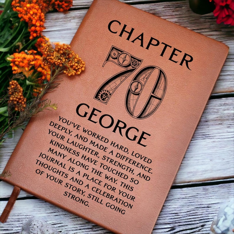 70th Birthday Men Journal, Custom Leather Journal, Personalized 70th Gift for Him, Grandpa, Husband or Friend, Dad 70th Birthday image 1
