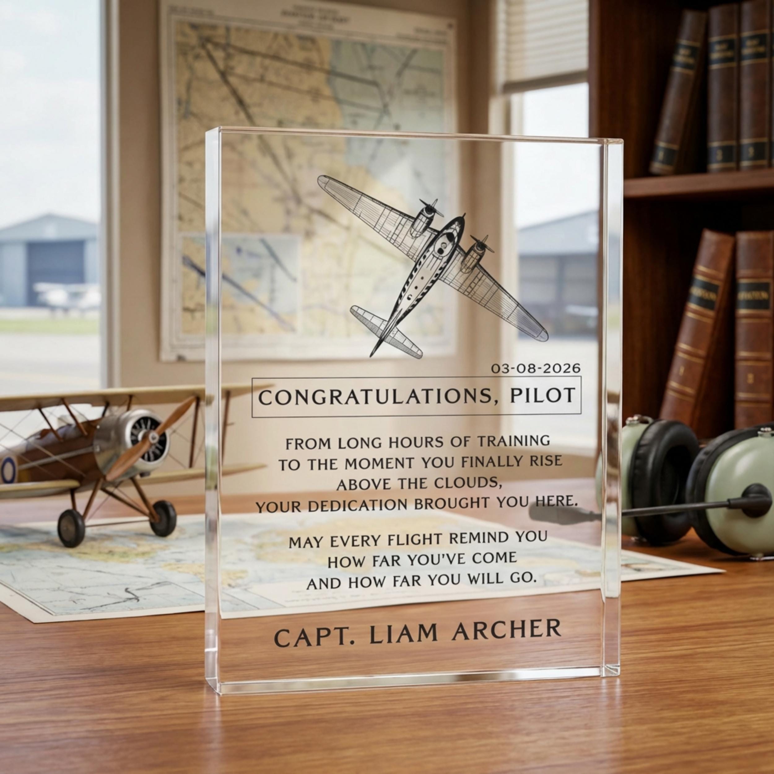 Pilot Graduation Gift, Personalized Acrylic Pilot Plaque, Aviation ...