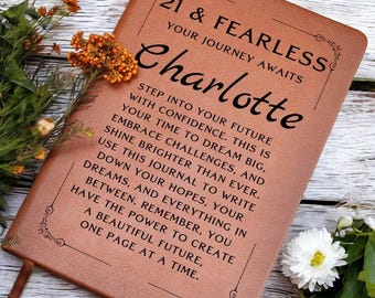 21st Birthday Gift for Her, Personalized Leather Journal, Custom Notebook, Unique Keepsake for Women, Special 21st Birthday Present