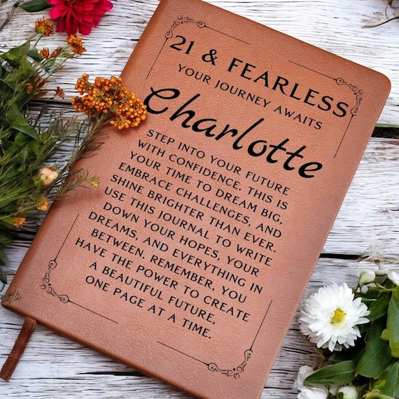 21st Birthday Gift for Her, Personalized Leather Journal, Custom Notebook, Unique Keepsake for Women, Special 21st Birthday Present