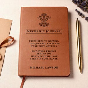 Mechanic Gift for Him, Car Guy Gift, Handyman Notebook, Personalized Leather Journal, Future Mechanic Gift afbeelding 7