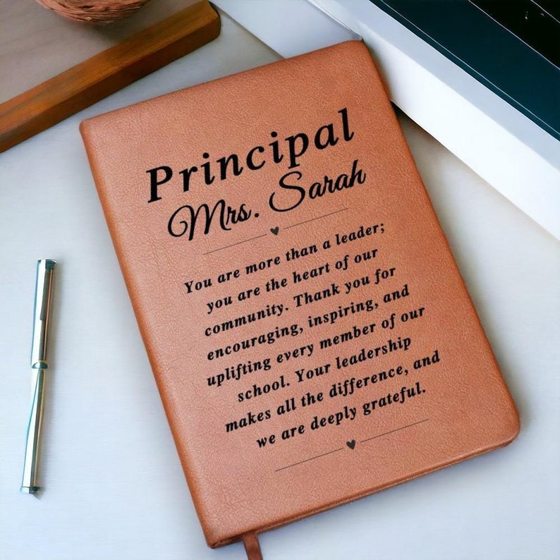 Principal Gifts Custom Leather Journal for Principal, Principal Appreciation Gift, Unique Thank You Gifts for School Principal image 1