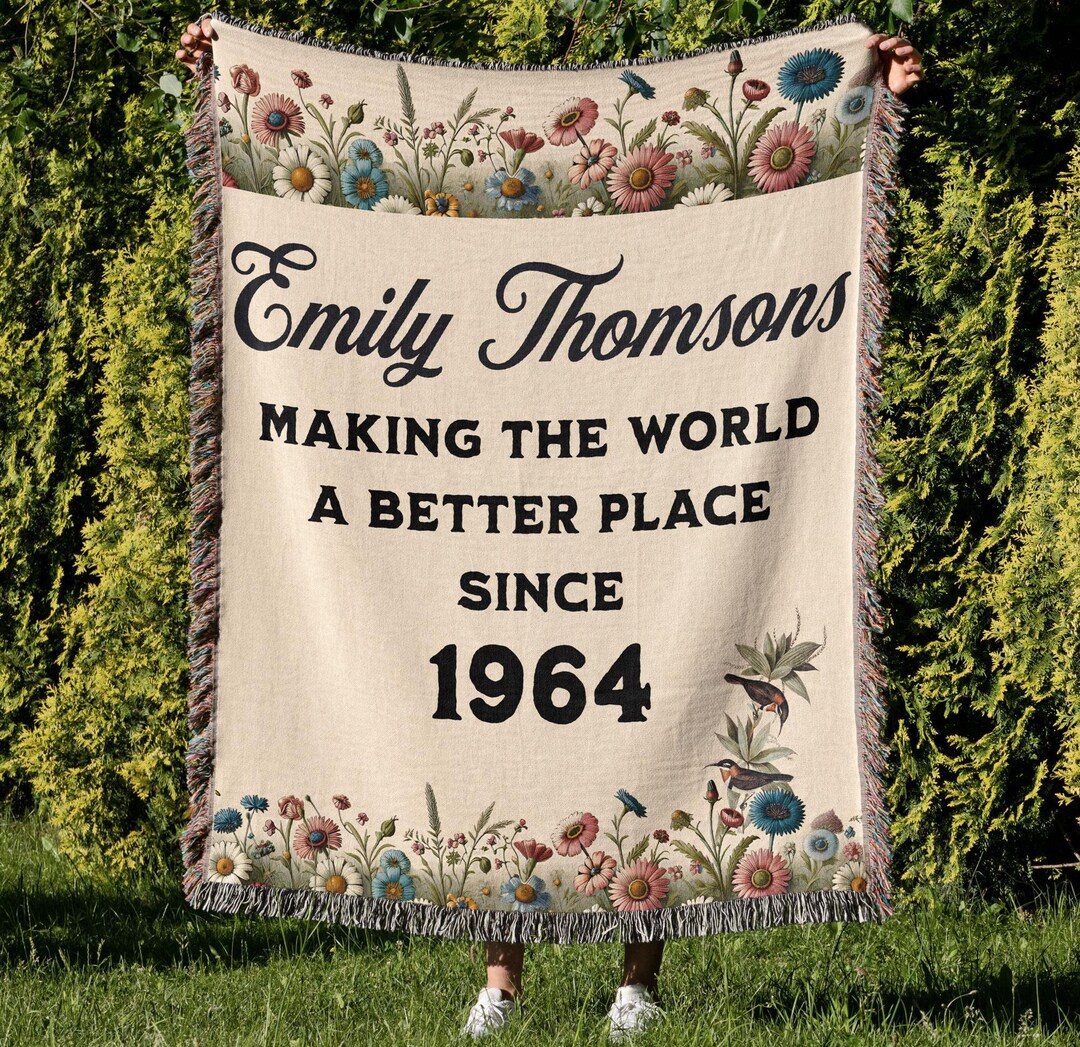 60th Birthday Gift, Personalized Woven Throw Blanket for 60th Birthday ...