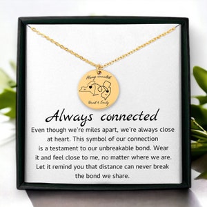 Personalisierte Fern Beziehung Halskette mit individuell gravierte Zustand oder Land Karte , weg Schmuck Geschenk für Freundin