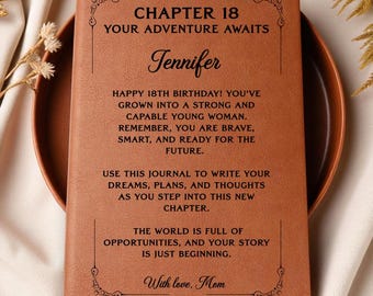 18th Birthday Gift for Her, Personalized Chapter 18 Leather Notebook, Custom Name Keepsake, 18th Birthday Journal, Coming of Age Gift