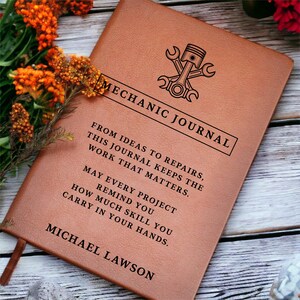 Mechanic Gift for Him, Car Guy Gift, Handyman Notebook, Personalized Leather Journal, Future Mechanic Gift afbeelding 6