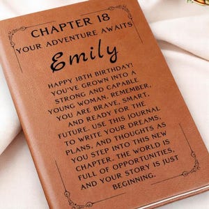 18th Birthday Gifts for Girls Personalized Leather Journal, Unique 18th Birthday Gift, Custom Notebook for Teens, Special Keepsake