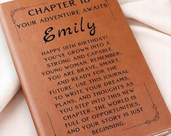 18th Birthday Gifts for Girls Personalized Leather Journal, Unique 18th Birthday Gift, Custom Notebook for Teens, Special Keepsake