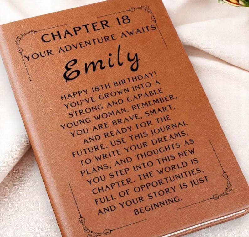 18th Birthday Gifts for Girls Personalized Leather Journal, Unique 18th Birthday Gift, Custom Notebook for Teens, Special Keepsake bild 1