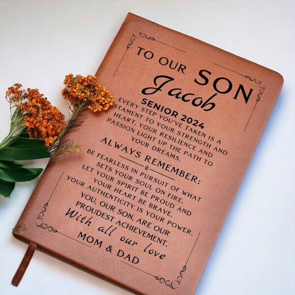 Personalized Graduation Gift for Son, Leather Journal for Son Daughter