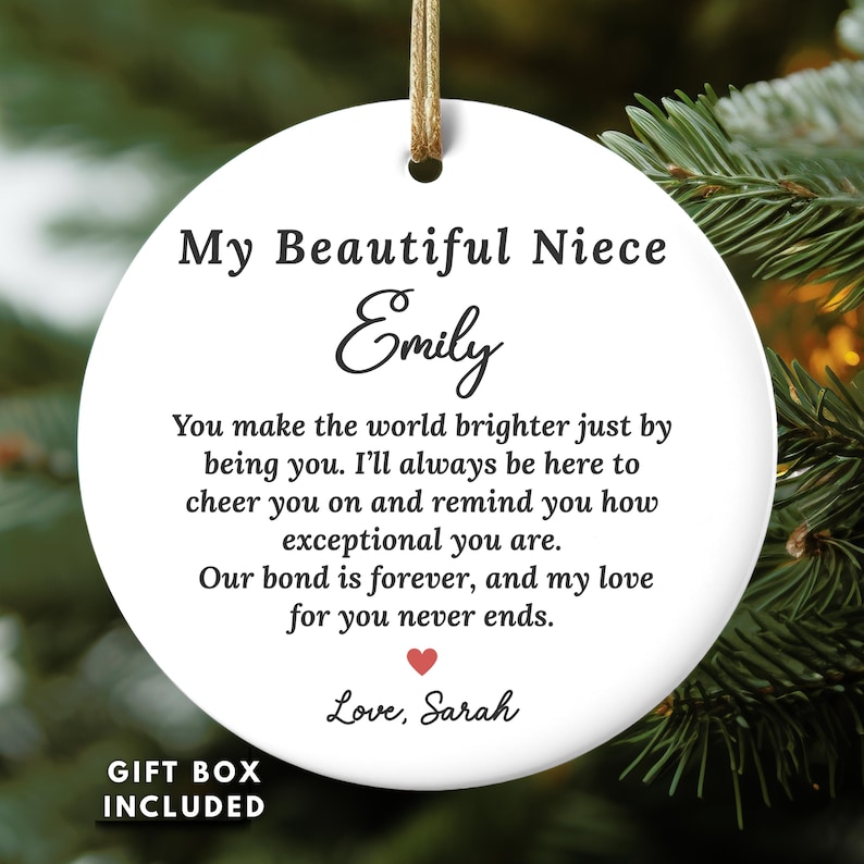 Niece Gift From Aunt Ornament, Christmas Gift for Niece, Birthday ...