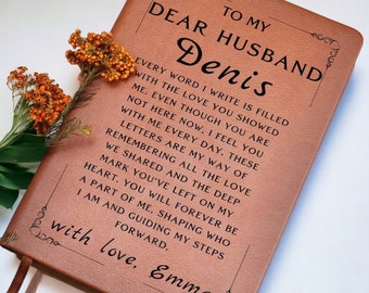 Husband Memory Leather Journal Personalized Letters To My Husband Notebook - Grief Remembrance Book  Spouse Memorial Gift, Husband Loss Gift