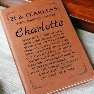 21st Birthday Gift for Her, Personalized Leather Journal, Custom Notebook, Unique Keepsake for Women, Special 21st Birthday Present image 6