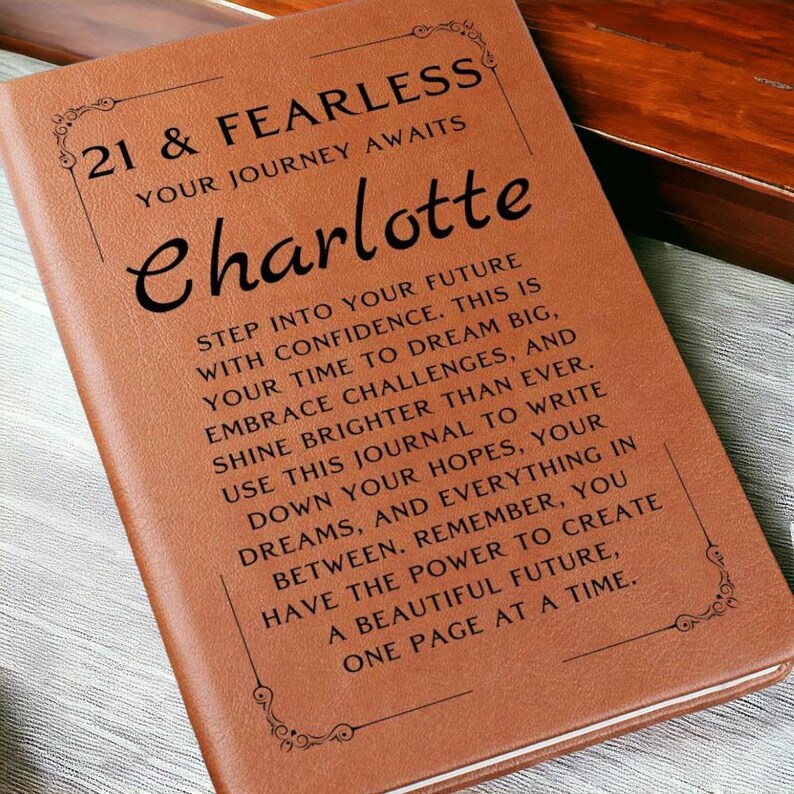 21st Birthday Gift for Her, Personalized Leather Journal, Custom Notebook, Unique Keepsake for Women, Special 21st Birthday Present image 6